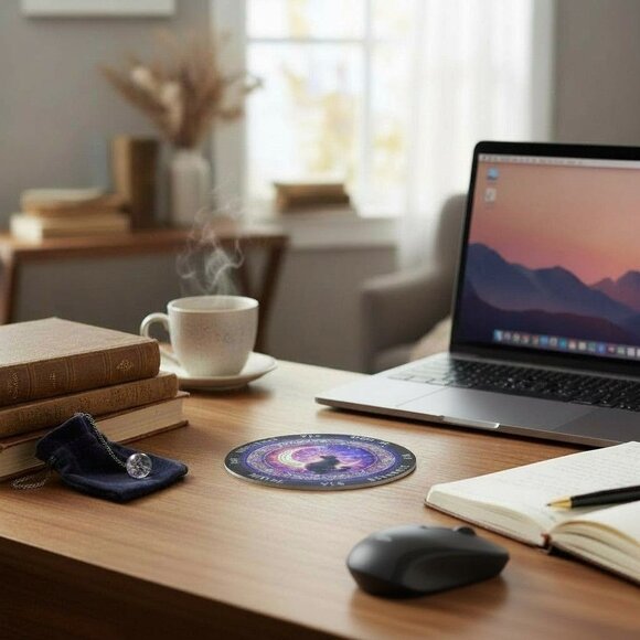 Mystical Cat Pendulum Board 6" - Reversible Coaster & Divination - New - Picture 6 of 8